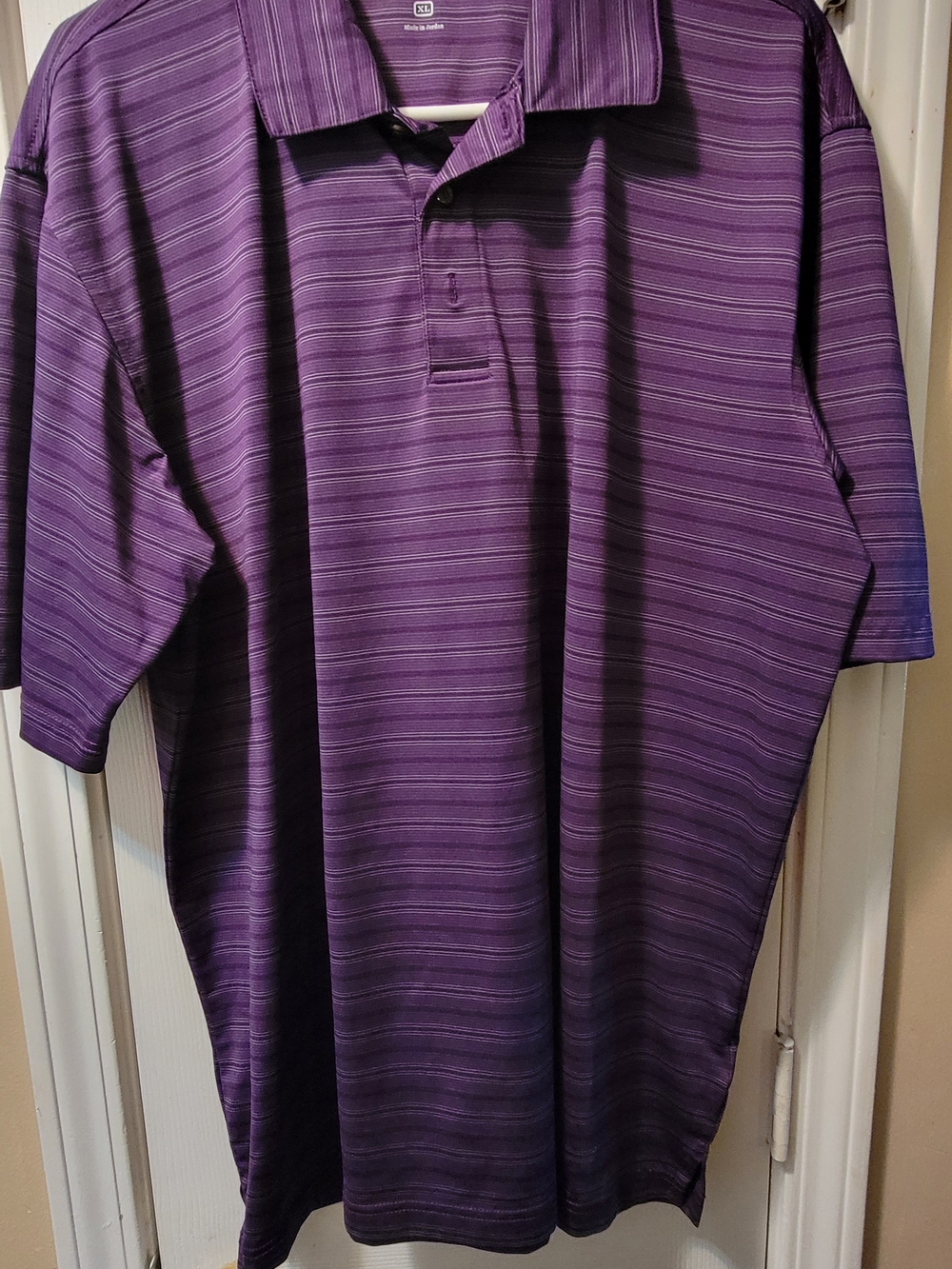 Pebble Beach Men's Purple Striped Polo Shirt - Classic Short Sleeve XL
